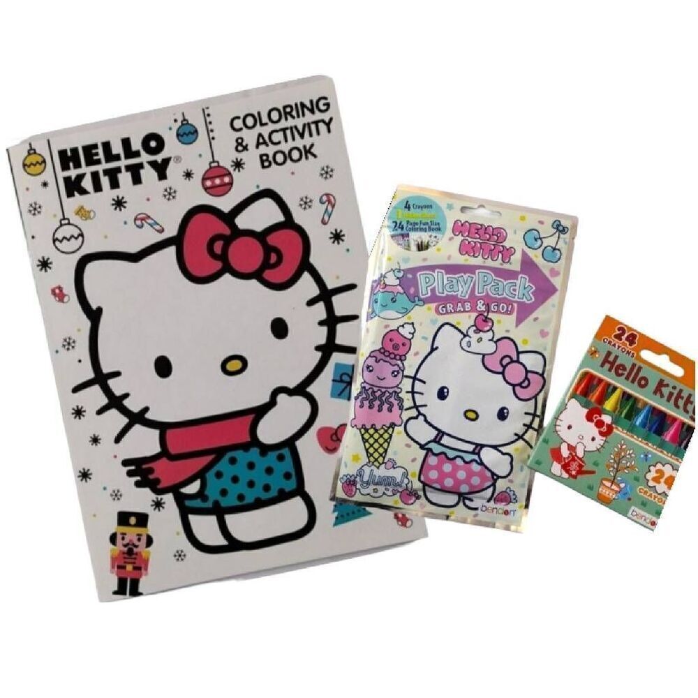 Hello Kitty 3 Piece Coloring Book PlayPack and‎ Crayons Lot NWT